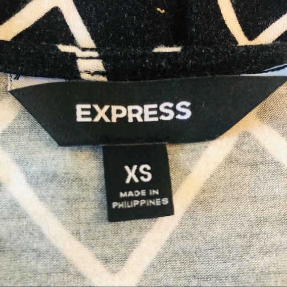 Express Black White Mini Dress XS Elastic Waist - Picture 2 of 8